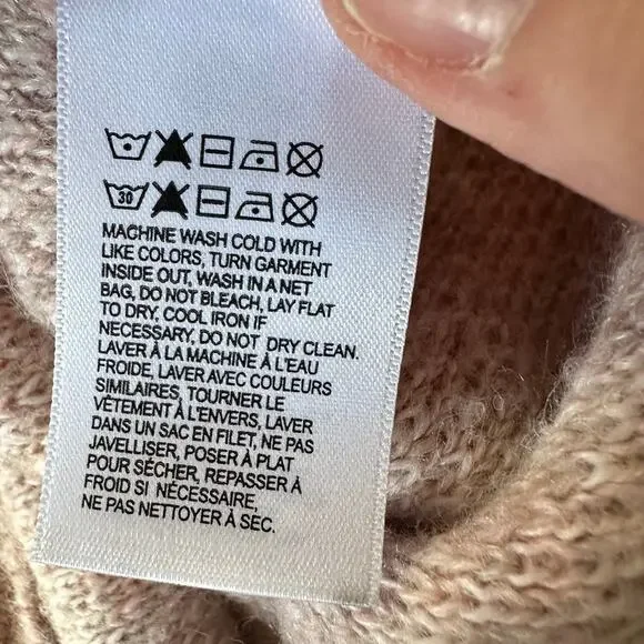 LUCKY BRAND Camo Wool Blend Pullover Sweater Crew Neck Size SMALL Light Pink - Picture 11 of 11